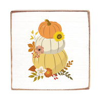 Stacked Muted Pastel Pumpkins  Square Block Sign