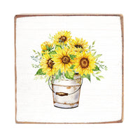 Sunflower Bucket Square Block Sign