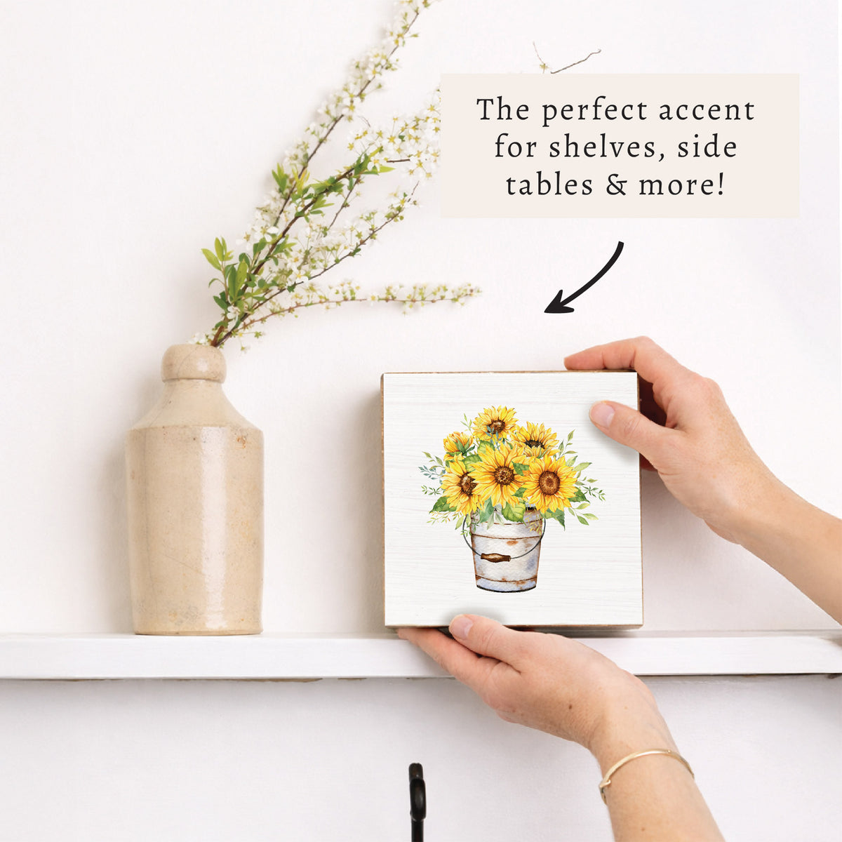 Sunflower Bucket Block Sign