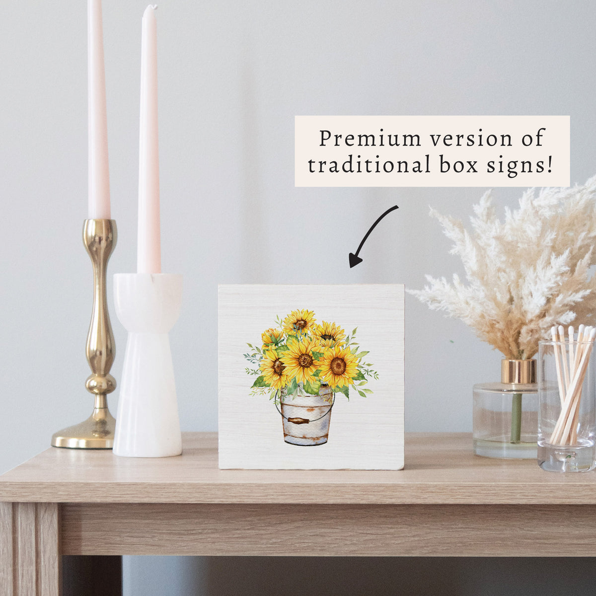 Sunflower Bucket Block Sign