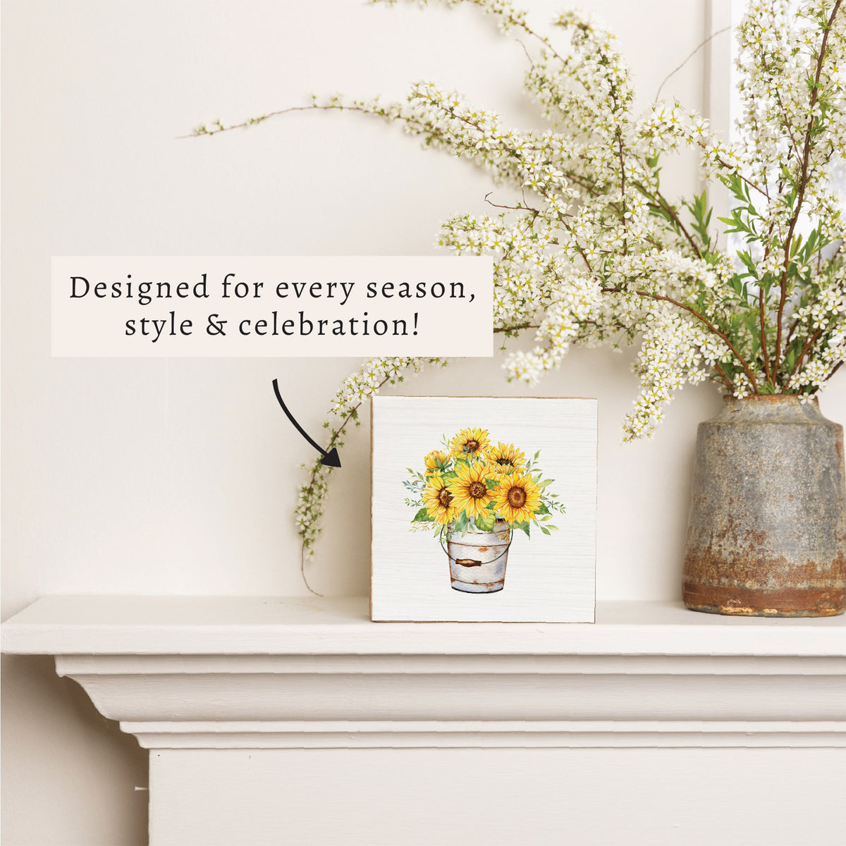 Sunflower Bucket Block Sign