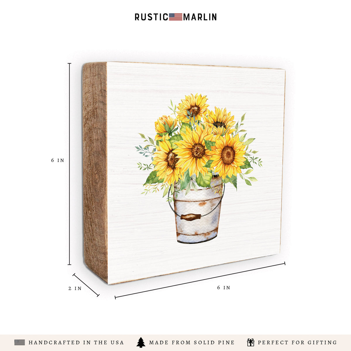 Sunflower Bucket Block Sign