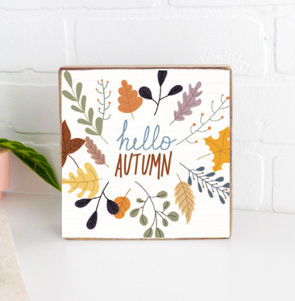 Hello Autumn Wood Block
