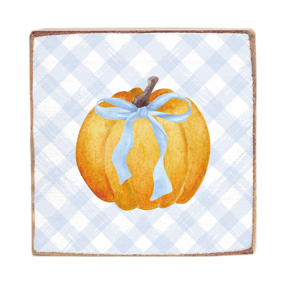 Blue Ribbon Pumpkin Wood Block