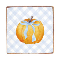 Blue Ribbon Pumpkin Wood Block