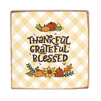 Thankful Grateful Blessed Wood Block