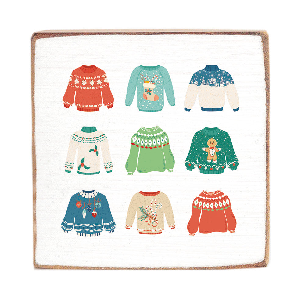 Ugly Christmas Sweater Wood Block