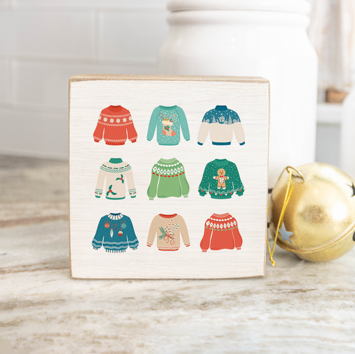 Ugly Christmas Sweater Wood Block