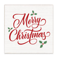 Merry Christmas Holly Block Sign
