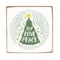 Joy Love Peace Holiday Season Wishes Wood Block