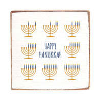 Happy Hanukkah Square Block Sign