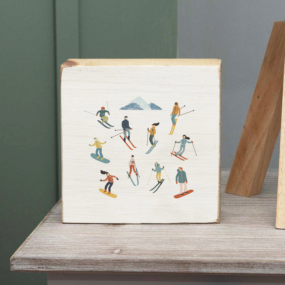 Snow Sport Harmony Decorative Wooden Block