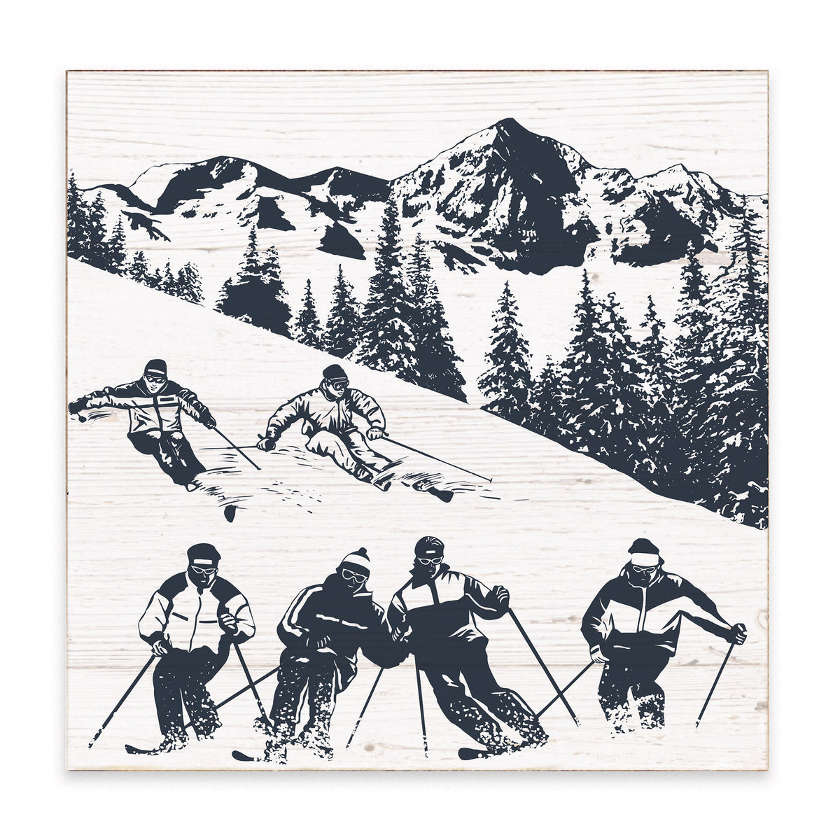 Retro Ski Run Block Sign