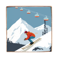 Bluebird Ski Day Wood Block