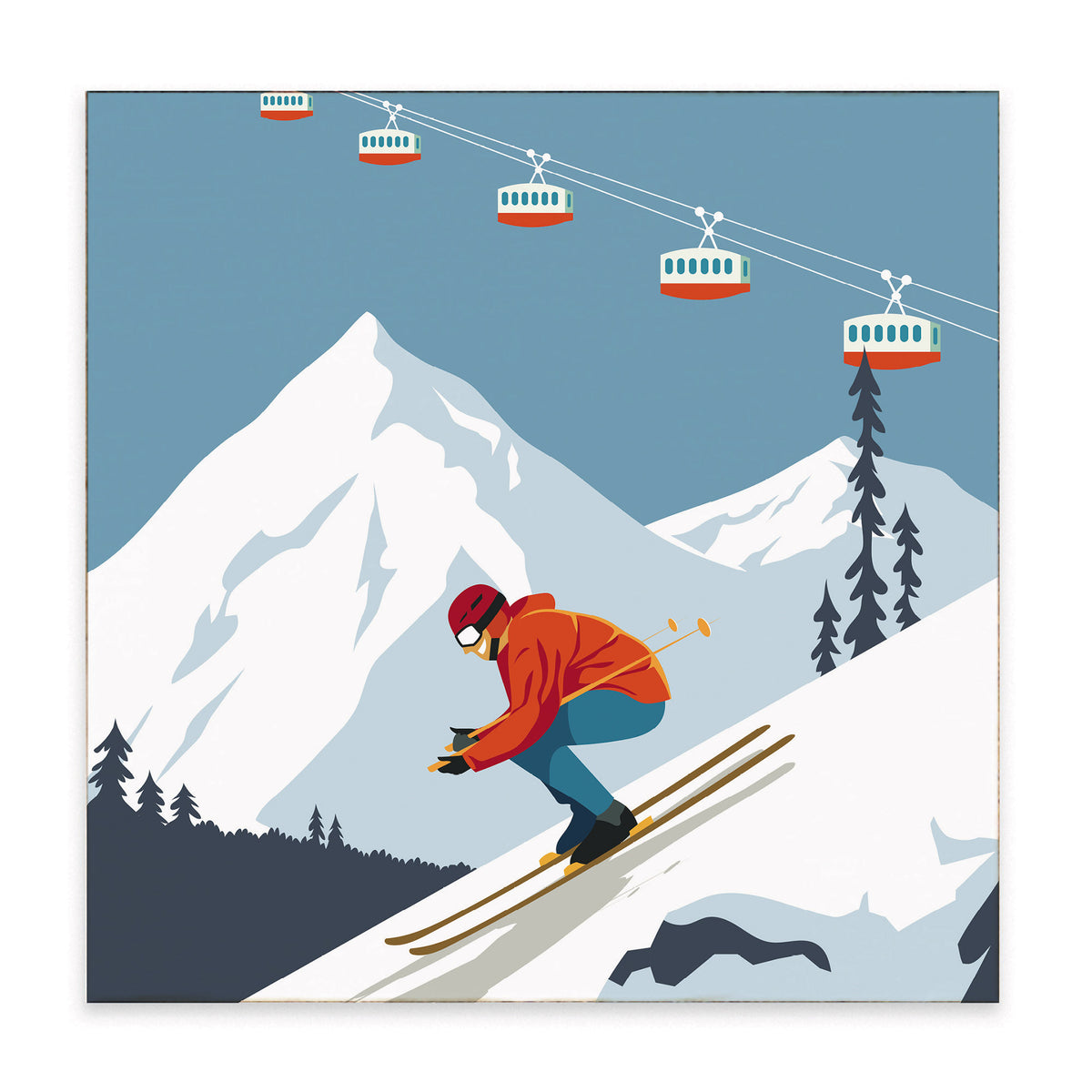 Bluebird Ski Day Block Sign