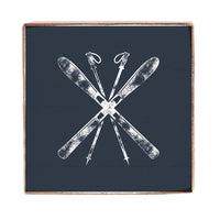 Navy Blue Ski Square Block Sign