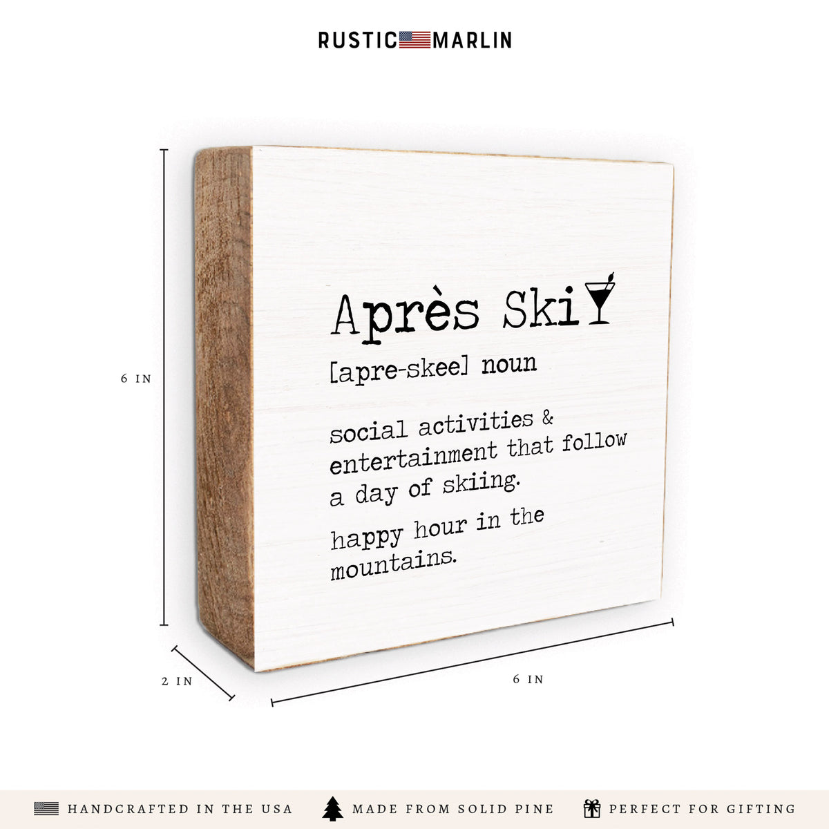 Apres Ski Definition Block Sign