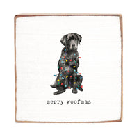 Merry Woofmas Black Lab Wood Block