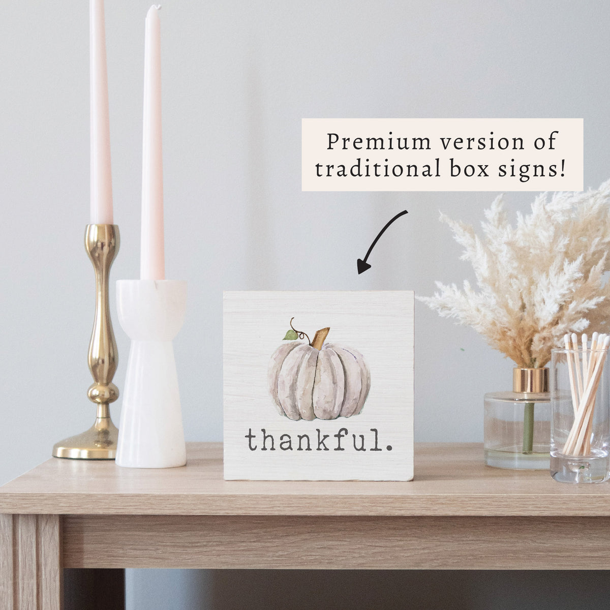 Thankful Pumpkin Block Sign