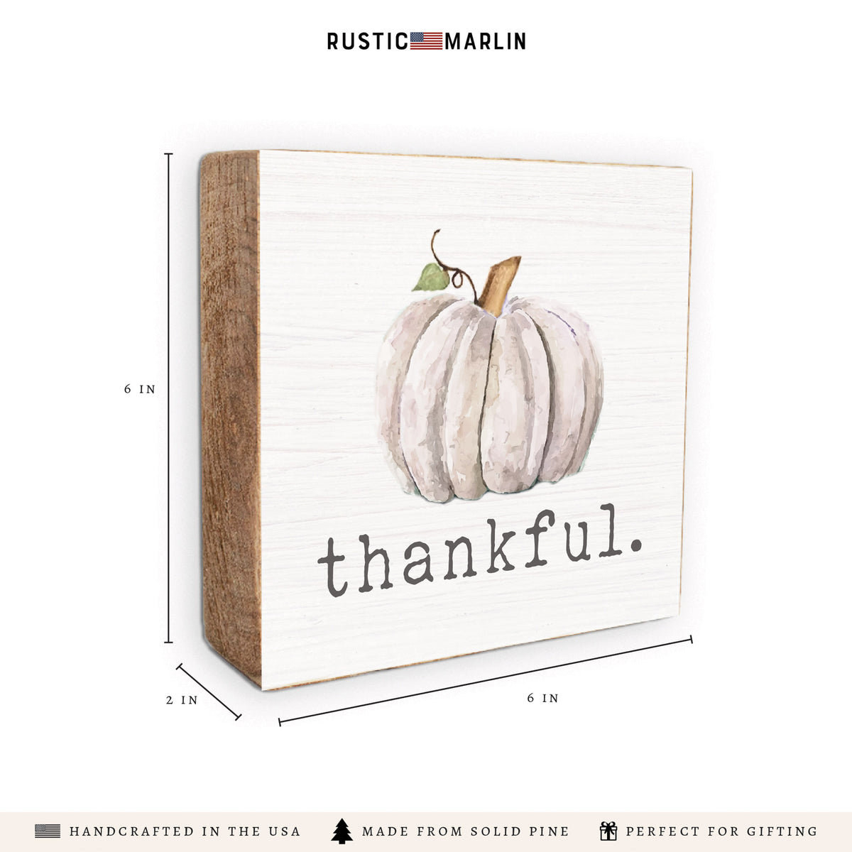 Thankful Pumpkin Block Sign