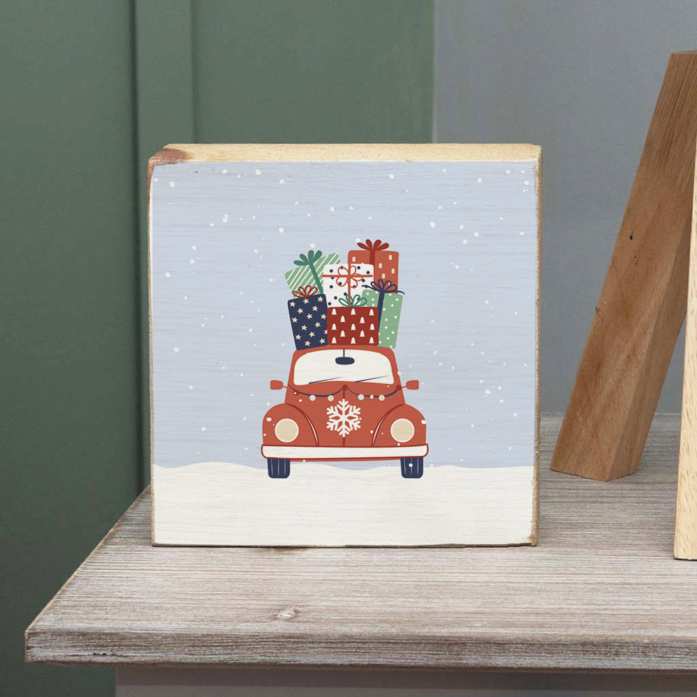 Holiday Haul Decorative Wooden Block