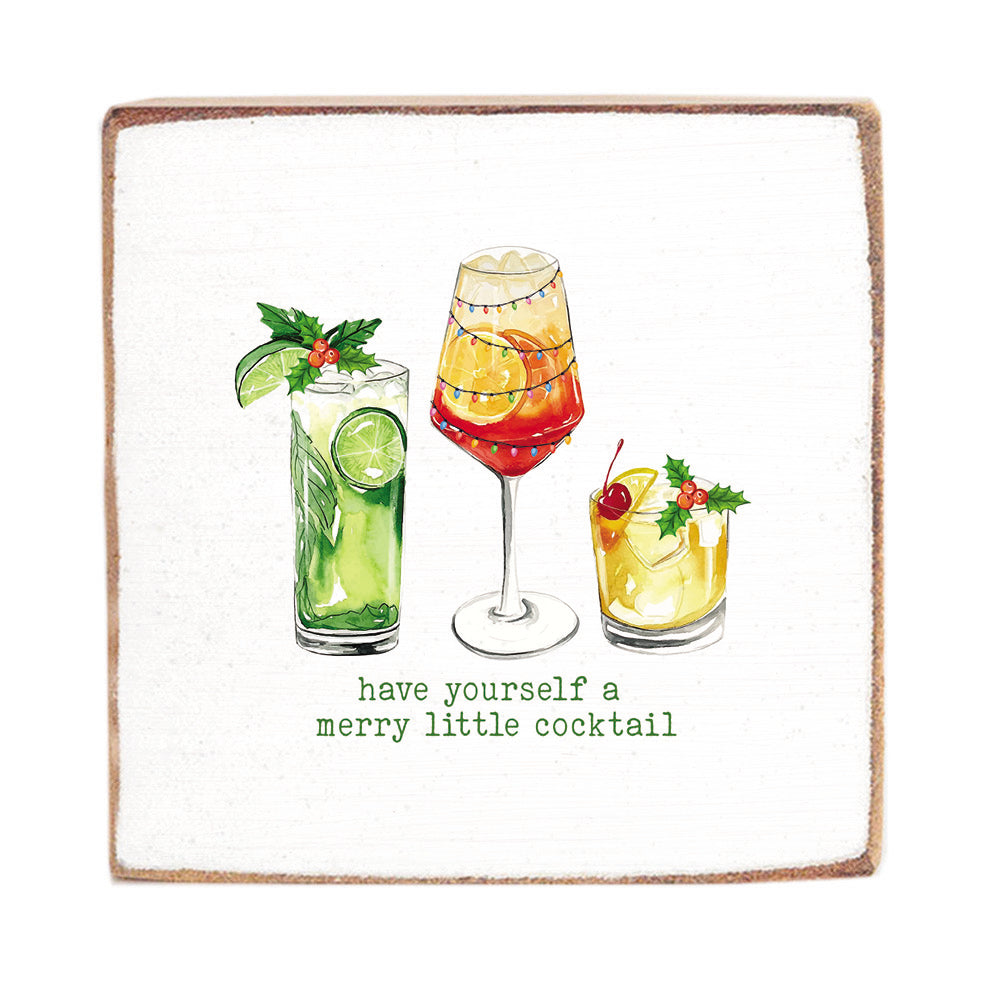 Have Yourself a Merry Little Cocktail Square Block Sign
