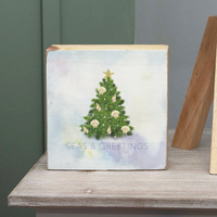 Coastal Christmas Evergreen Tree Decorative Wooden Block