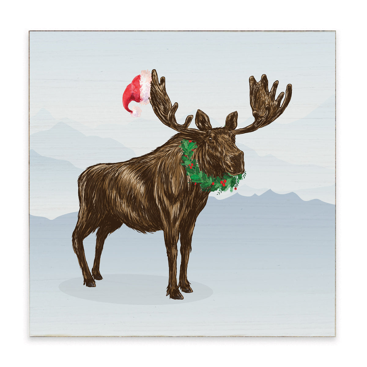 Santa Moose Block Sign