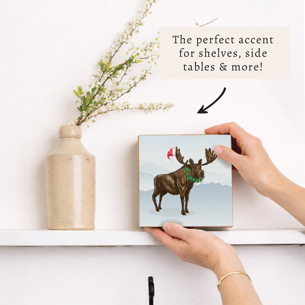 Santa Moose Block Sign