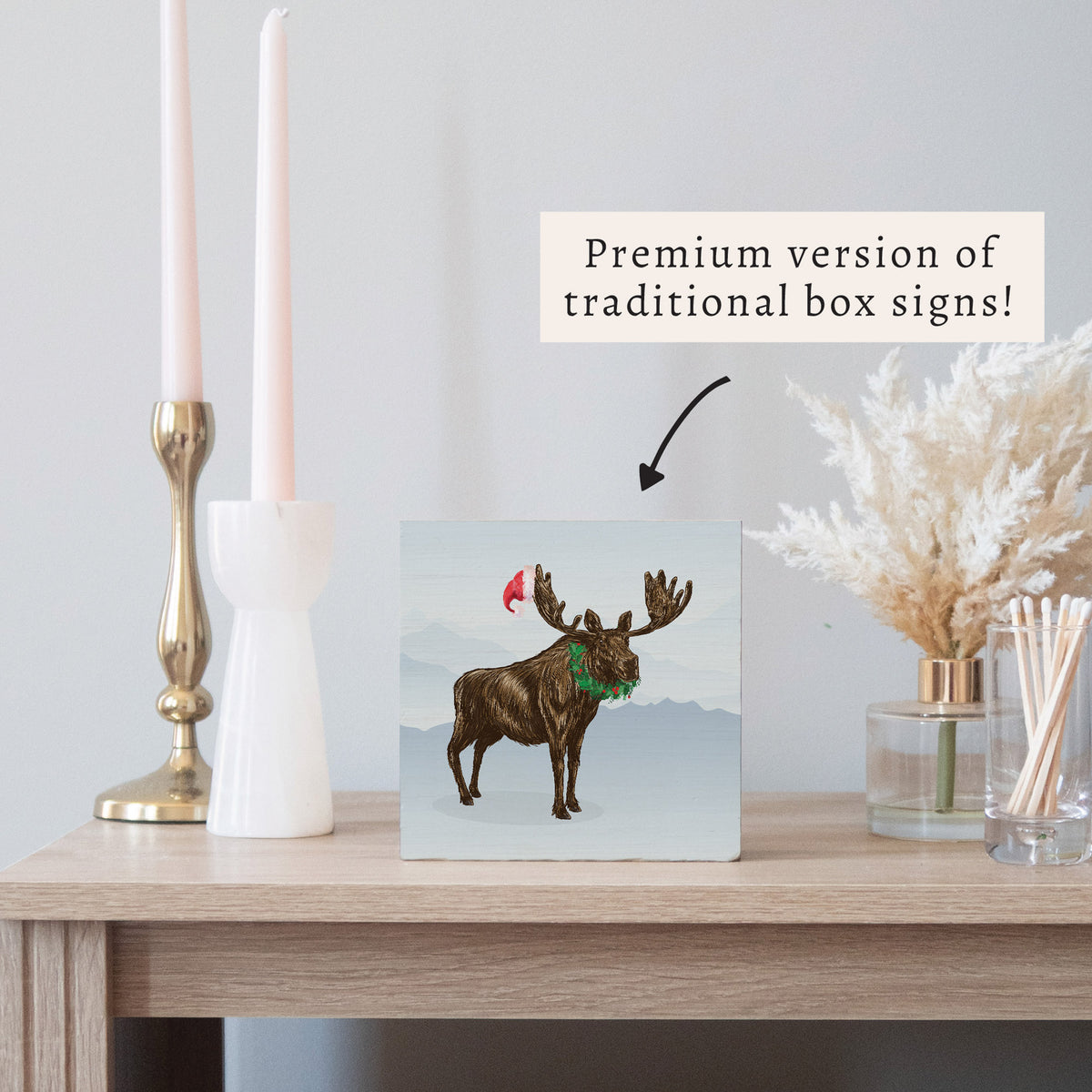 Santa Moose Block Sign