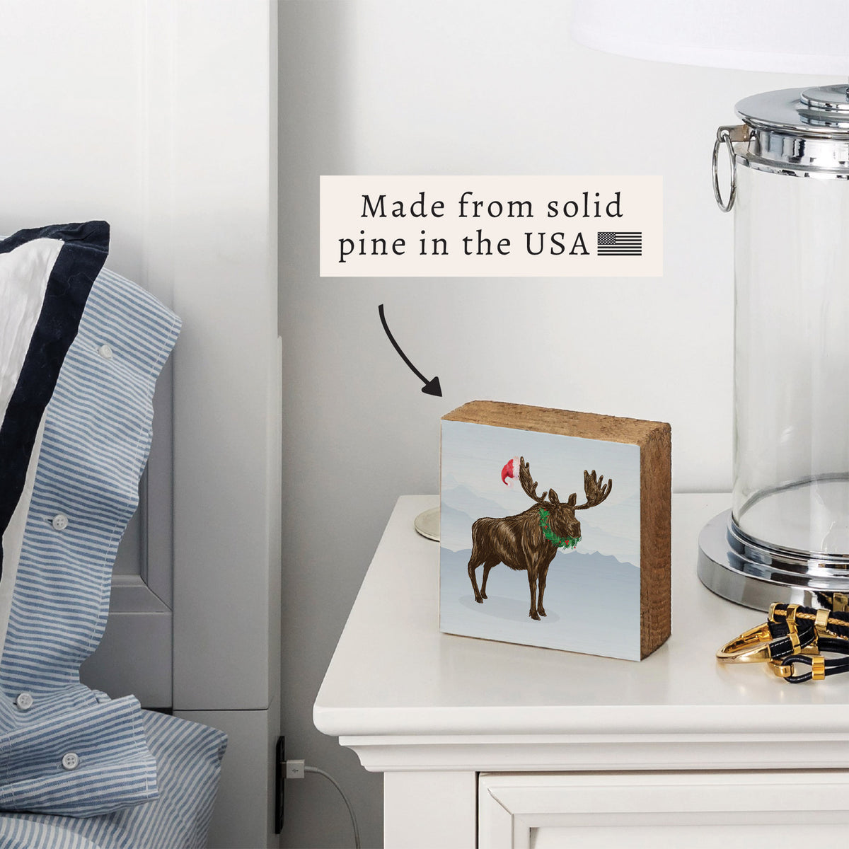 Santa Moose Block Sign