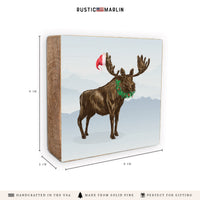 Santa Moose Block Sign