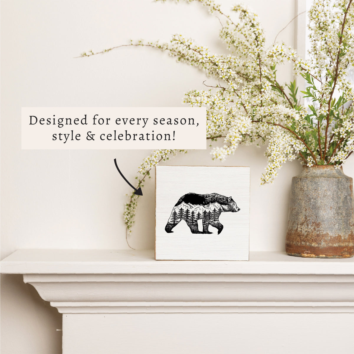 Mountains Bear Block Sign