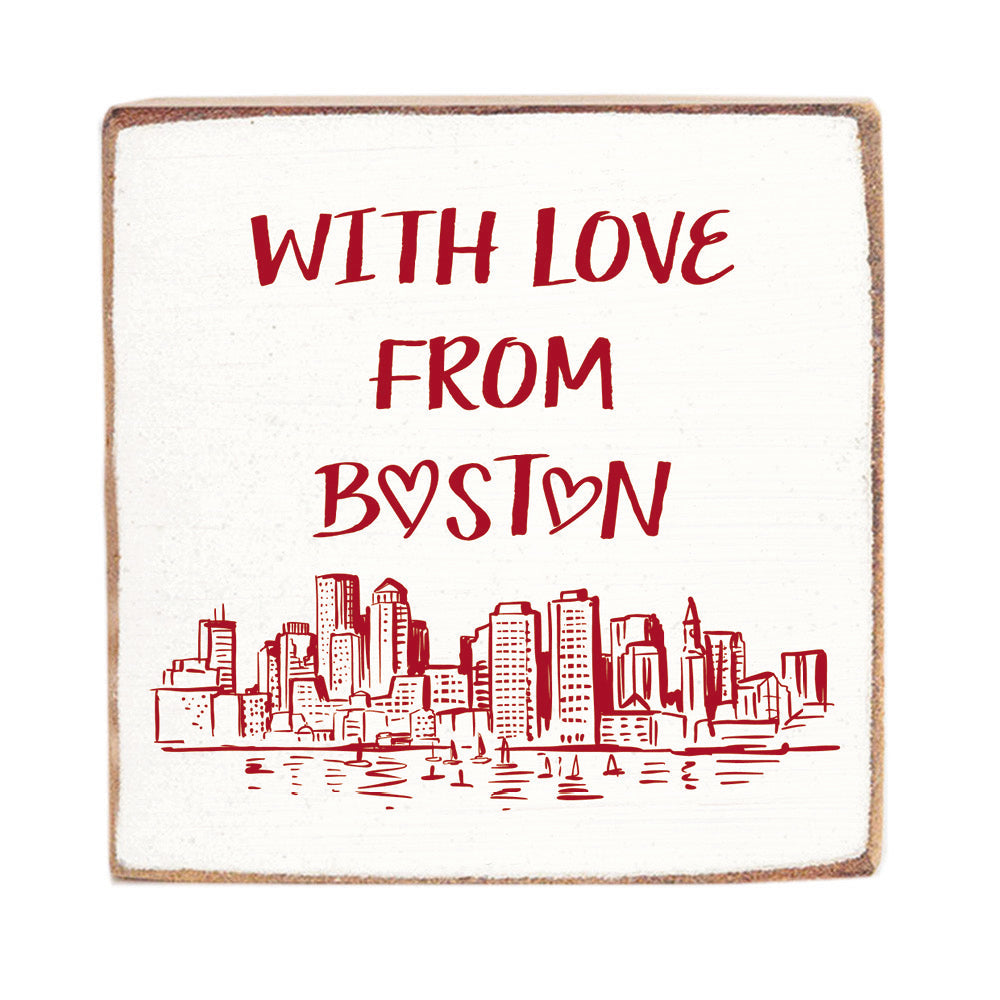 With Love from Boston Wood Block