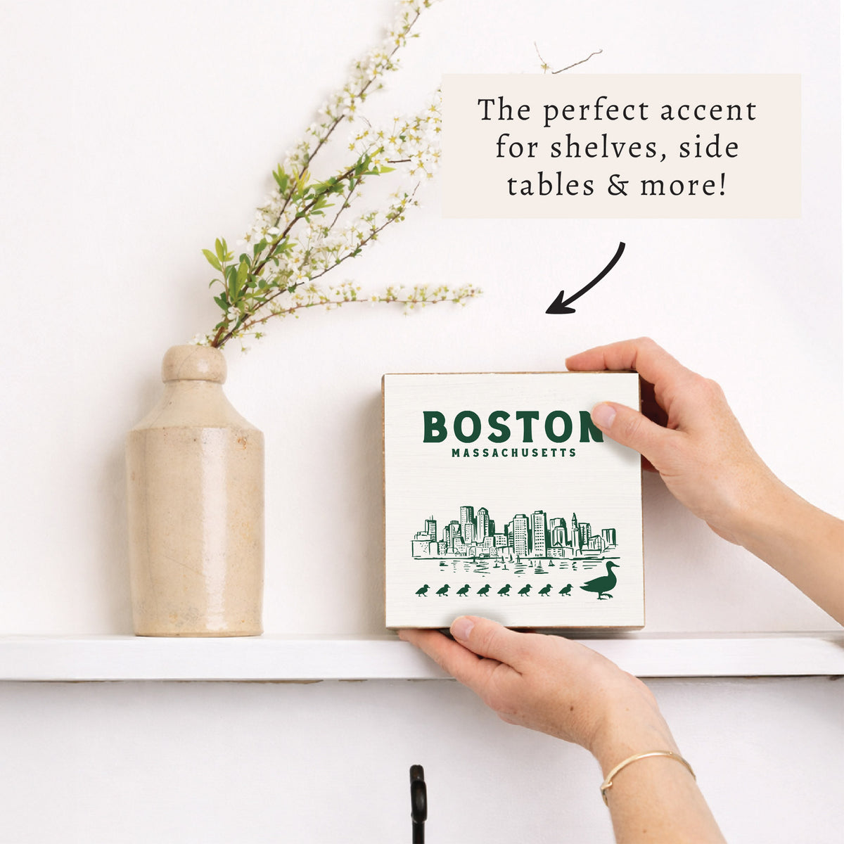 Boston Skyline Ducklings Block Sign