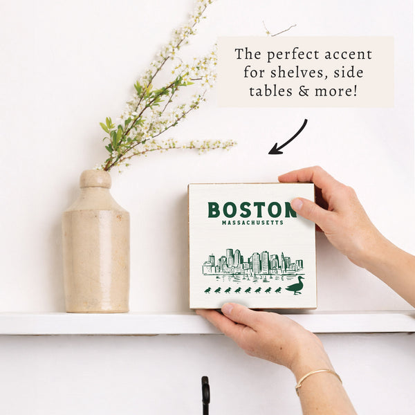 Boston Skyline Ducklings Block Sign