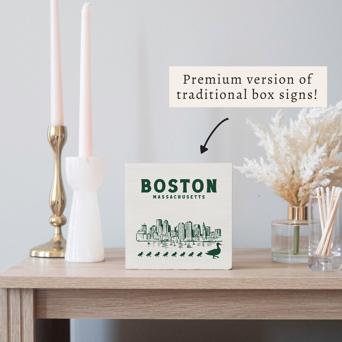 Boston Skyline Ducklings Block Sign