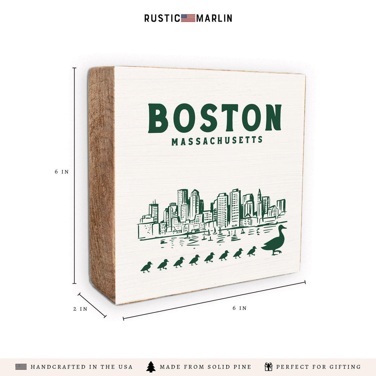 Boston Skyline Ducklings Block Sign