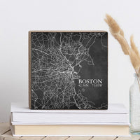 Charcoal Boston City Grid Wood Block