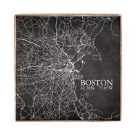 Charcoal Boston City Grid Wood Block