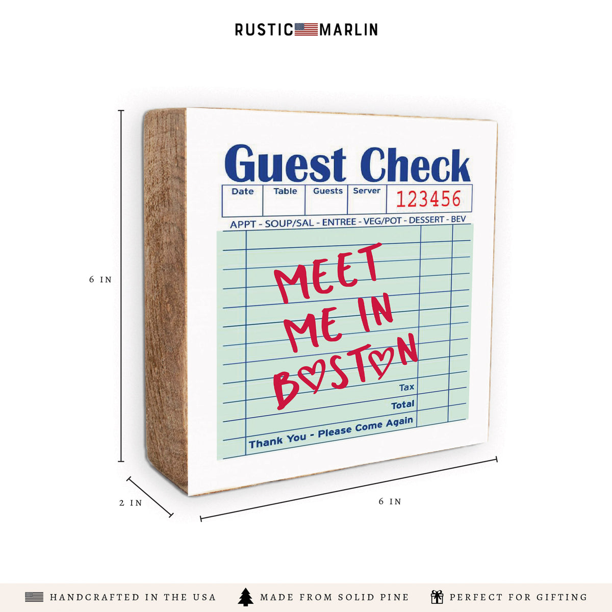 Boston Guest Check Block Sign