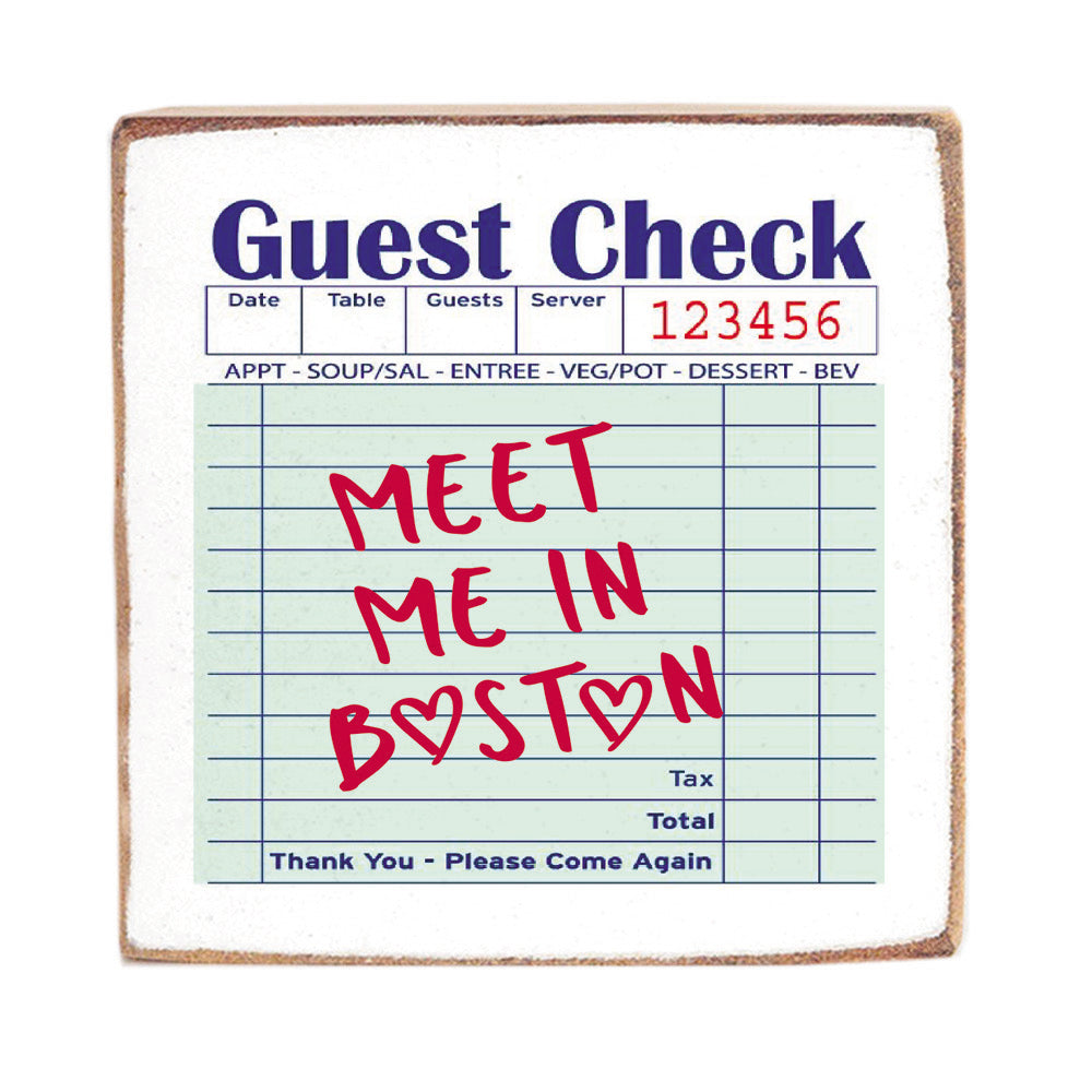 Guest Check  Meet me in Boston Wood Block