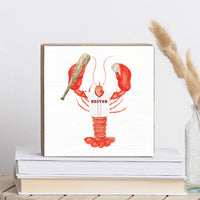 Red and Blue Boston Lobster Wood Block