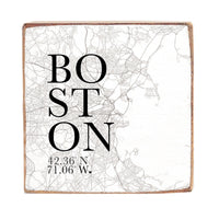 Black And White Boston City Wood Block
