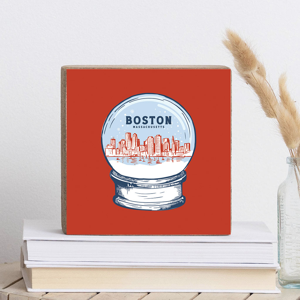 Red White and Blue Boston Decorative Wooden Block