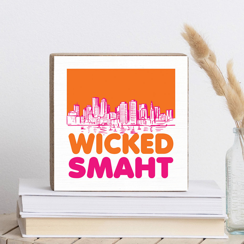 Wicked Smart Boston Orange Decorative Wooden Block