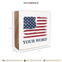 USA Flag Personalized Block Sign