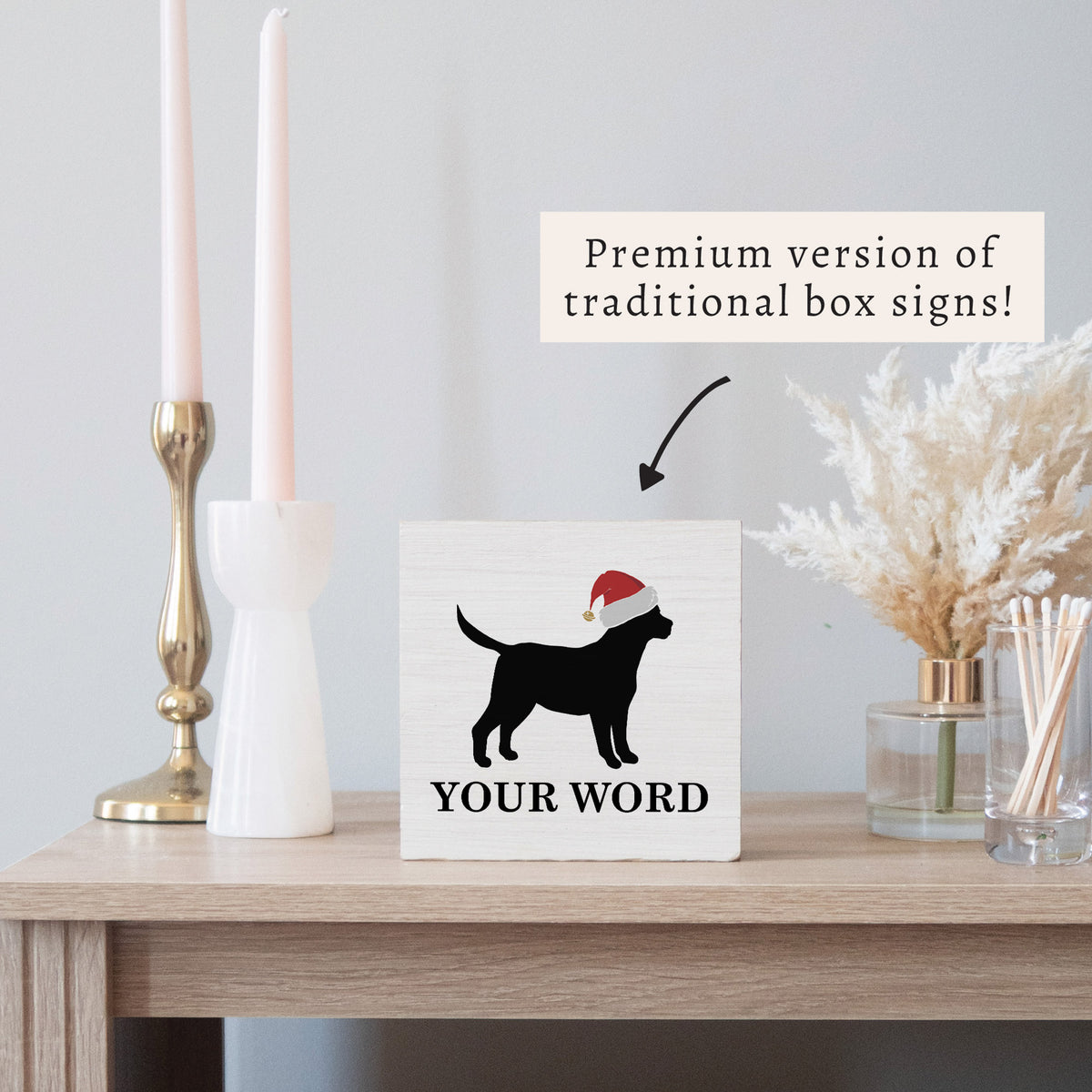 Santa Dog Personalized Block Sign