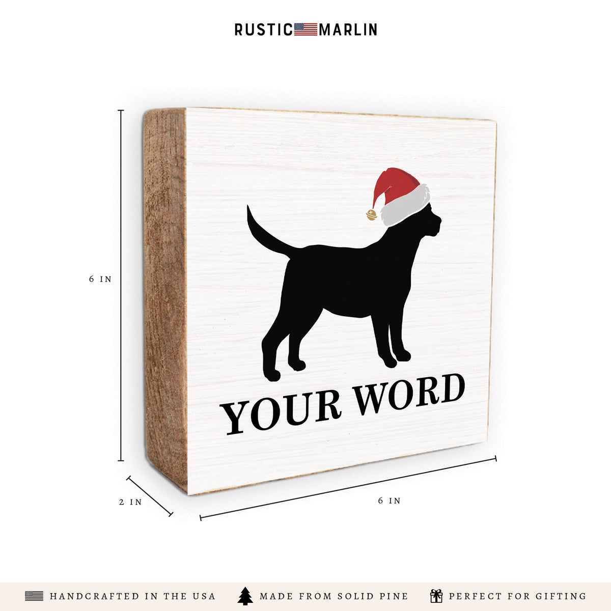 Santa Dog Personalized Block Sign