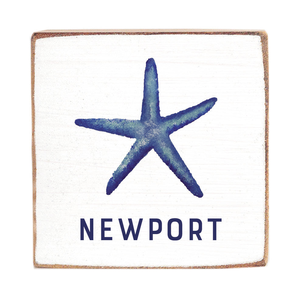 Starfish & Your Word Personalized Wood Block